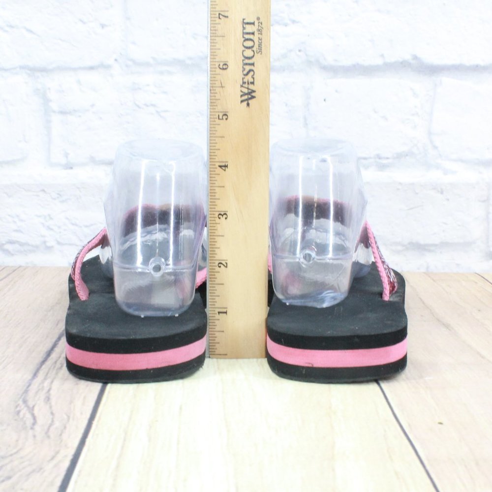 LL Bean Women's Pink Printed Nylon Flip Flops Summer Flat Sandals Size 9 M - Picture 8 of 9